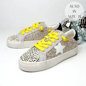 Vintage Havana | Hailey Sneakers in Washed Glitter and Cheetah Print