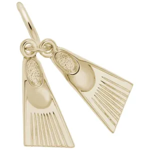 14k Yellow Gold Swim Fins Charm