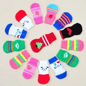 4 Pcs Set Soft Acrylic Pet Knits Socks