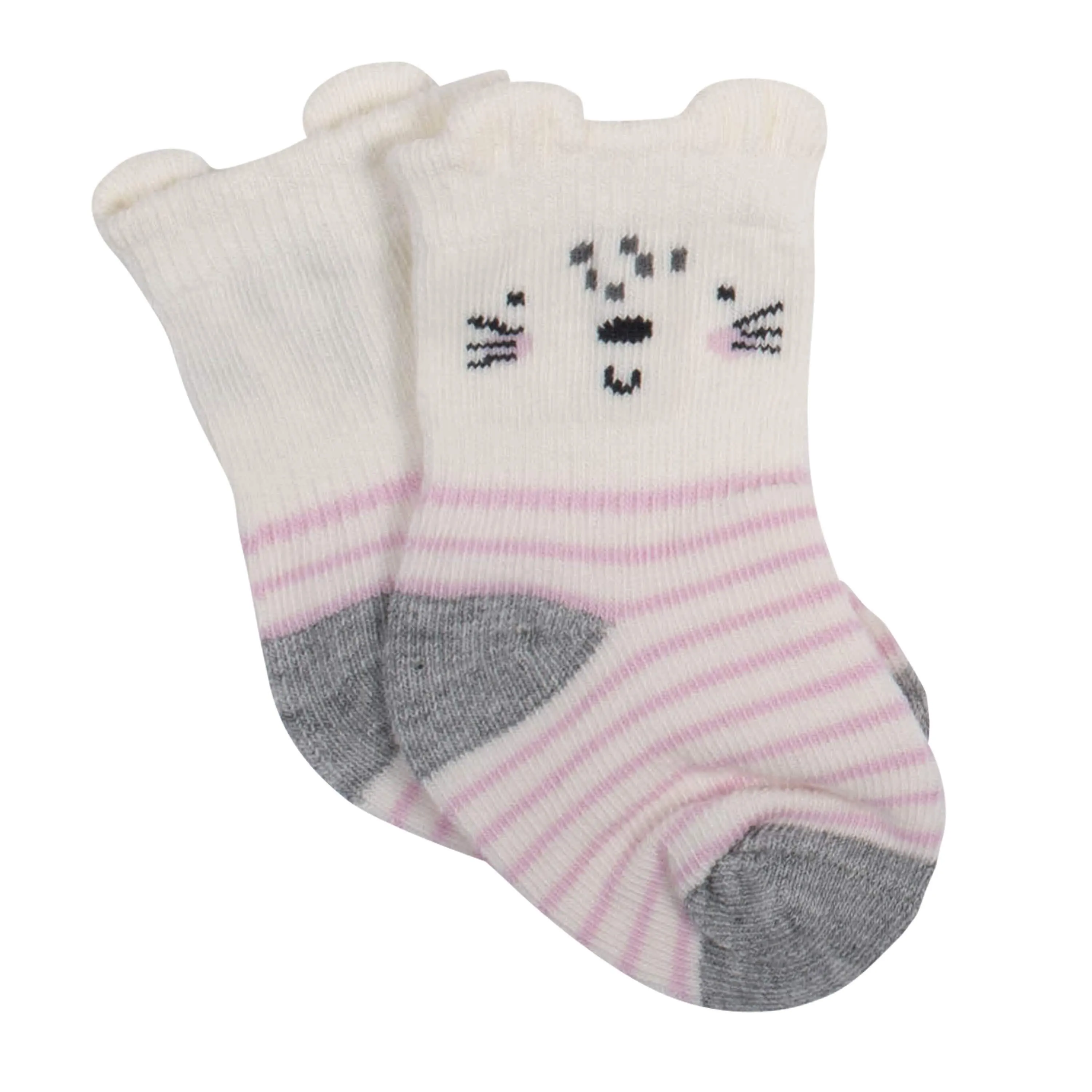 6-Pack Baby Girls Kitty Jersey Crew Wiggle Proof® Socks