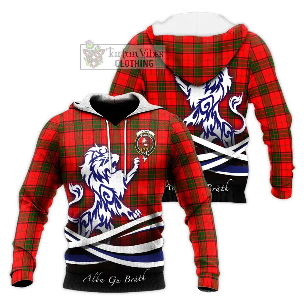 Adair Tartan Knitted Hoodie with Alba Gu Brath Regal Lion Emblem