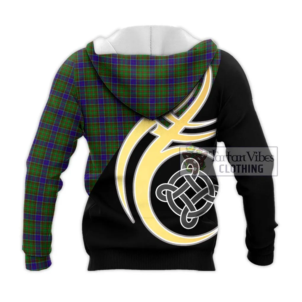 Adam Tartan Knitted Hoodie with Family Crest and Celtic Symbol Style