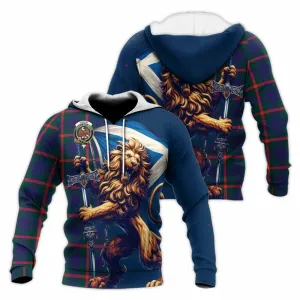 Agnew Tartan Family Crest Knitted Hoodie with Scottish Majestic Lion