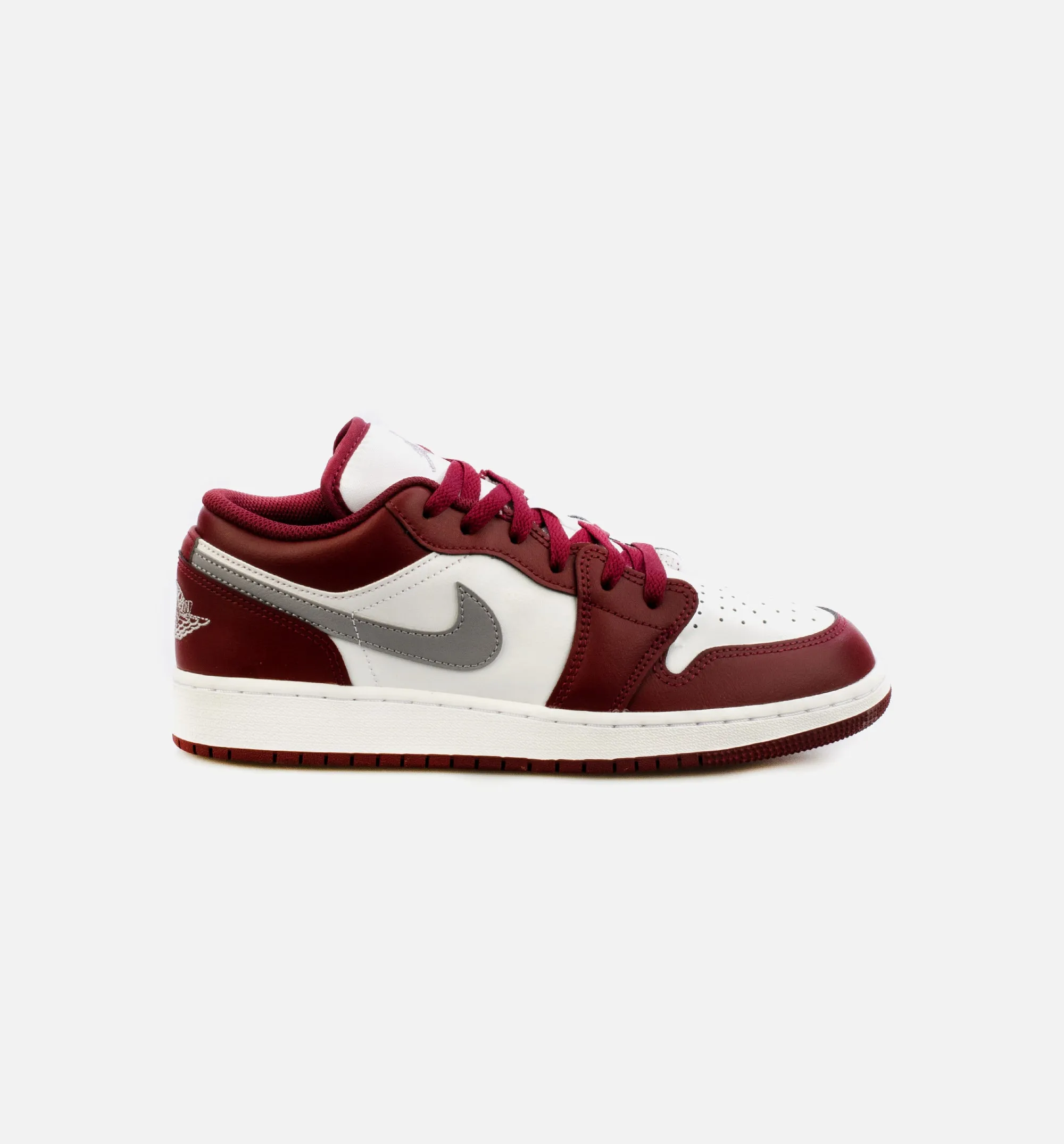 Air Jordan 1 Low Cherrywood Red Cement Grey Grade School Lifestyle Shoe - Cherrywood Red/ Cement Grey