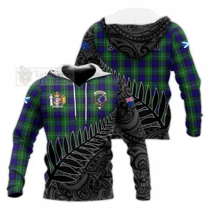 Alexander Crest Tartan Knitted Hoodie with New Zealand Silver Fern Half Style