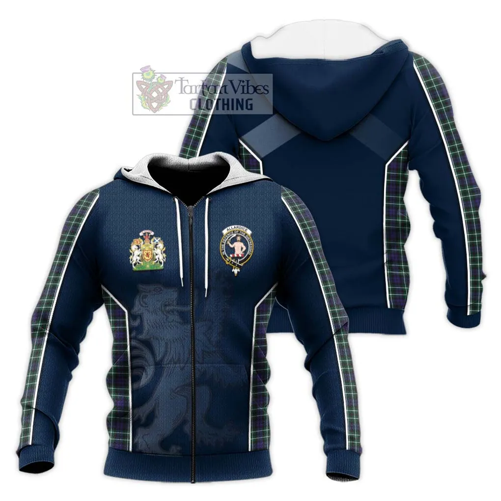 Allardice Tartan Knitted Hoodie with Family Crest and Lion Rampant Vibes Sport Style