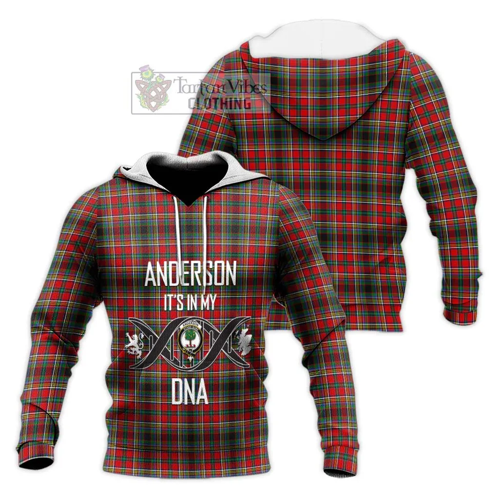 Anderson of Arbrake Tartan Knitted Hoodie with Family Crest DNA In Me Style