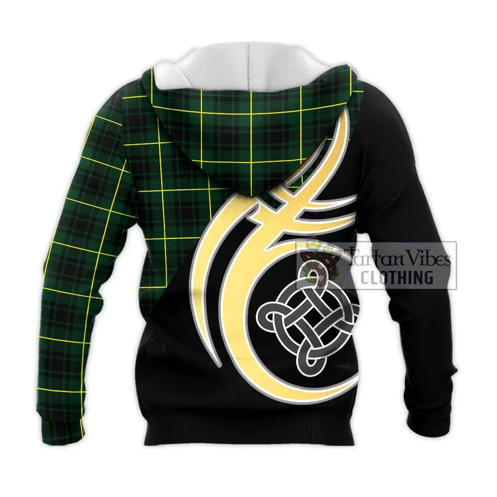 Arthur Modern Tartan Knitted Hoodie with Family Crest and Celtic Symbol Style