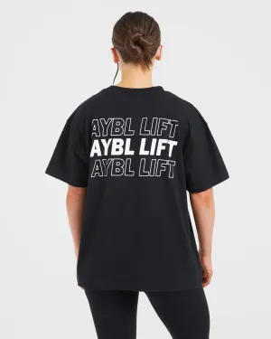 AYBL Lift Italic Oversized T Shirt - Black