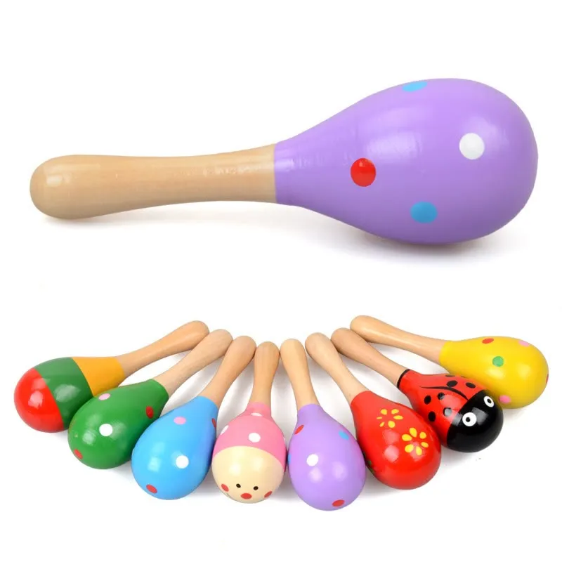 Baby Wooden Ball Toy Sand Hammer Rattle