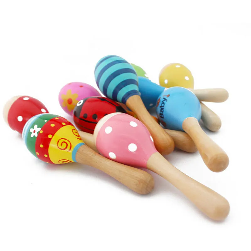 Baby Wooden Ball Toy Sand Hammer Rattle