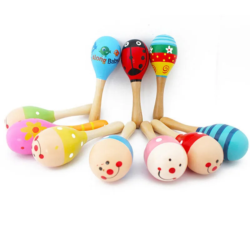 Baby Wooden Ball Toy Sand Hammer Rattle