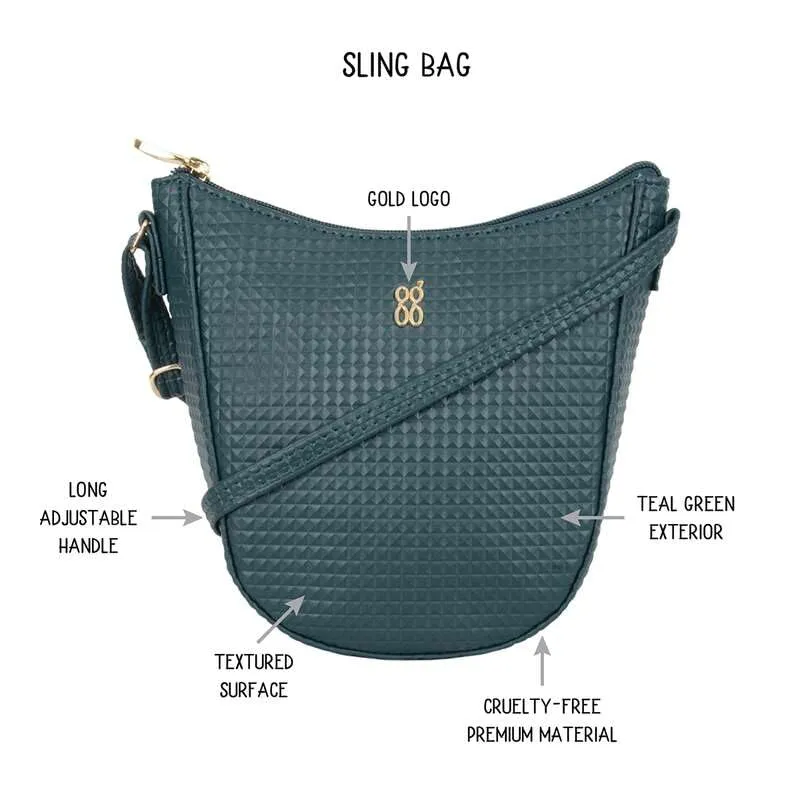 Baggit Women Green Saddle Sling Bag Xs Size | Ladies Stylish Casual Cross Body Purse Handbag