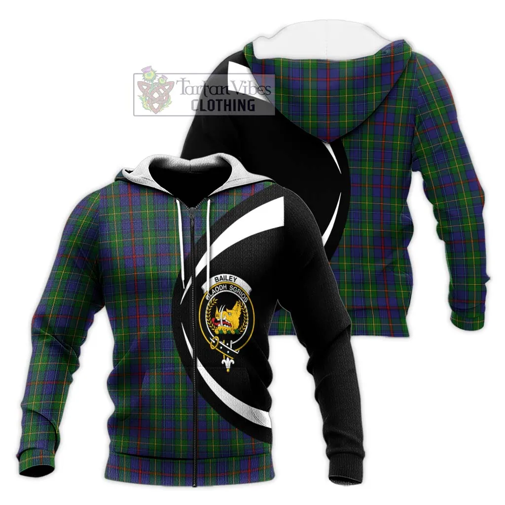 Bailey Tartan Knitted Hoodie with Family Crest Circle Style