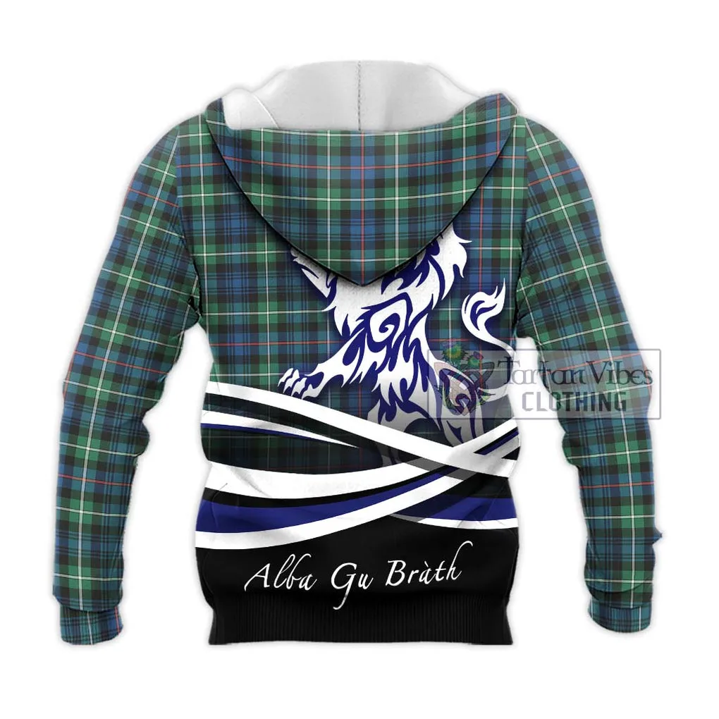 Baillie Ancient Tartan Knitted Hoodie with Alba Gu Brath Regal Lion Emblem