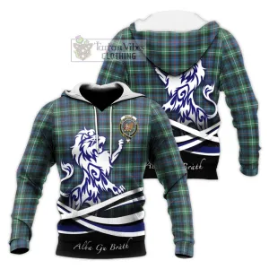 Baillie Ancient Tartan Knitted Hoodie with Alba Gu Brath Regal Lion Emblem