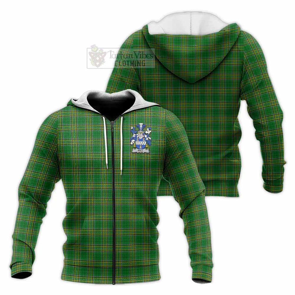 Bell Irish Clan Tartan Knitted Hoodie with Coat of Arms