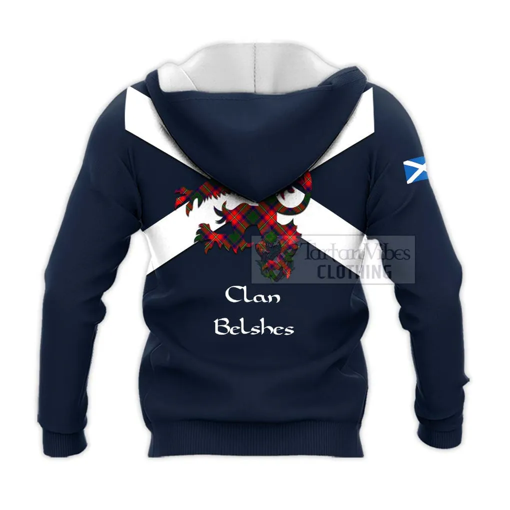 Belshes (Belsches) Tartan Lion Rampant Knitted Hoodie Proudly Display Your Heritage with Alba Gu Brath and Clan Name