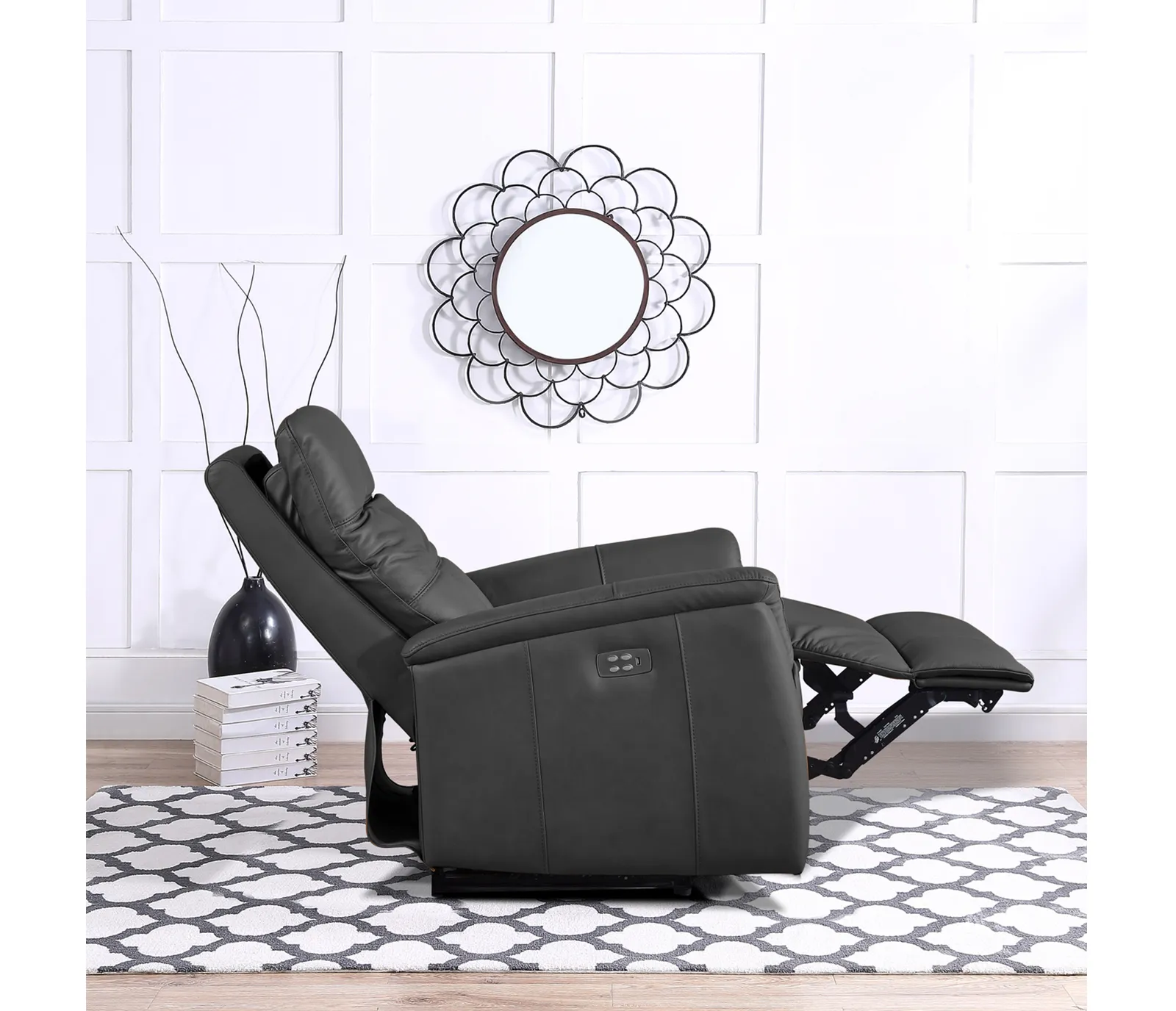 Benny Chair - Power Reclining w/ Power Headrest - Black Leather