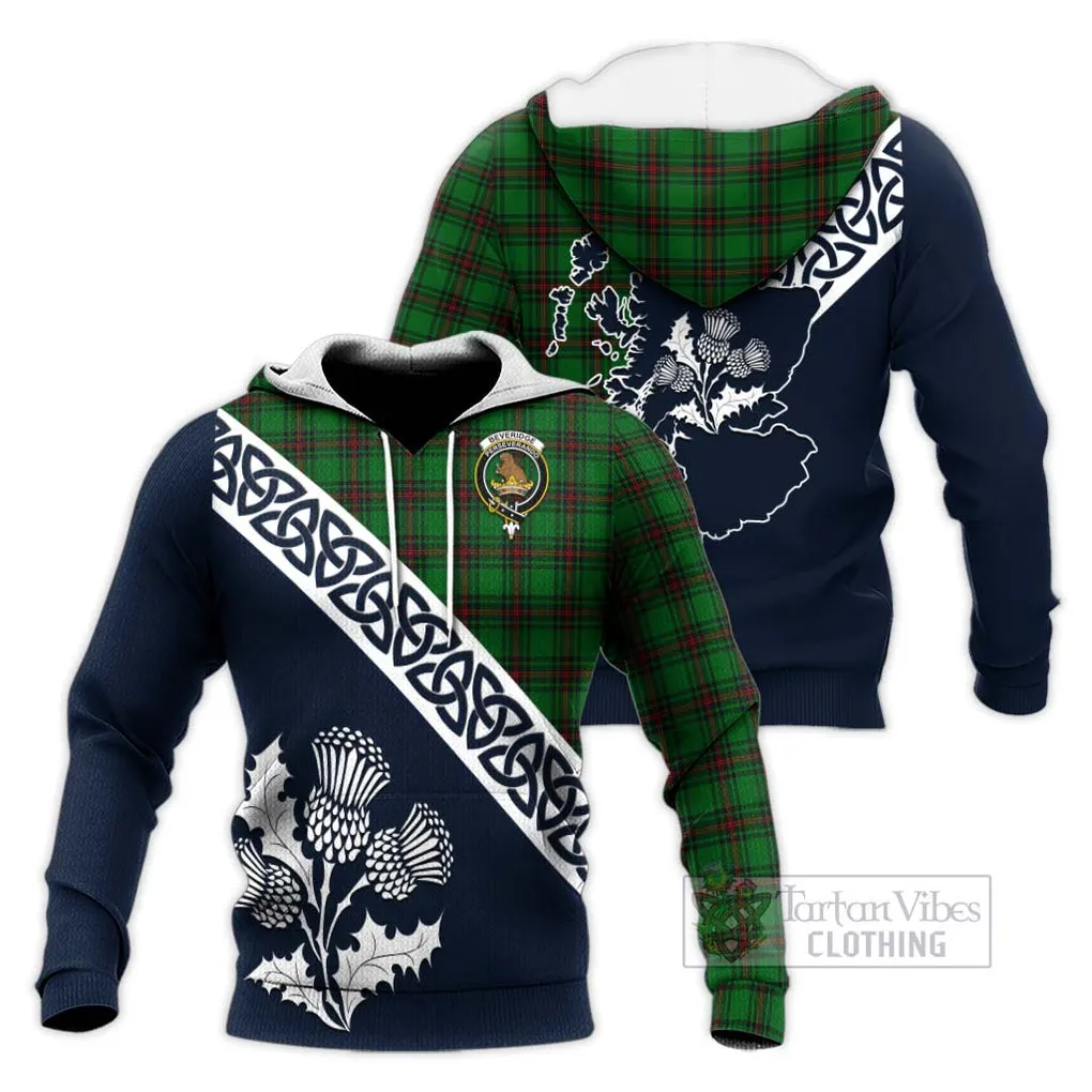 Beveridge Tartan Knitted Hoodie Featuring Thistle and Scotland Map