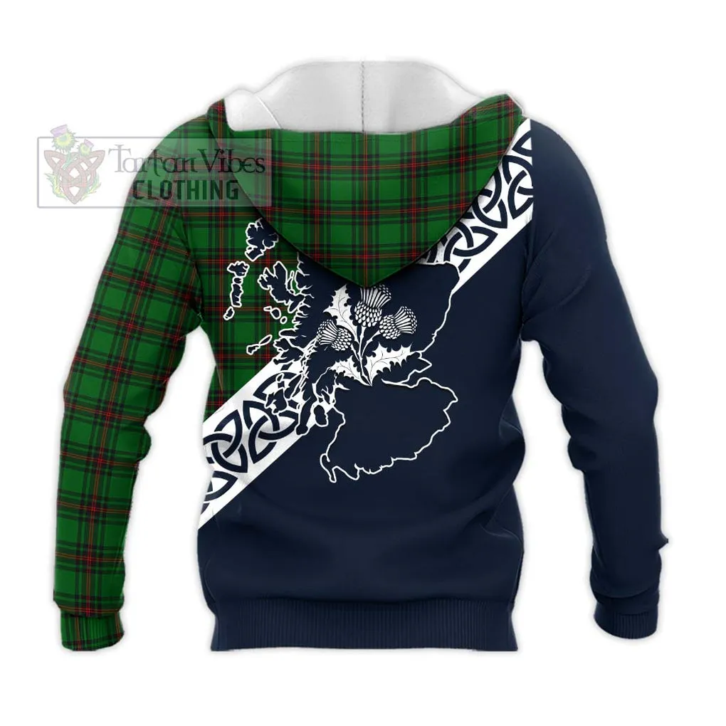 Beveridge Tartan Knitted Hoodie Featuring Thistle and Scotland Map