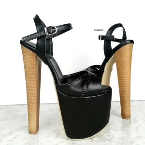 Black Cross Strap High Heel Sandals