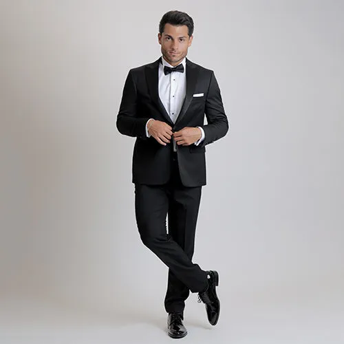 Black peak lapel tuxedo