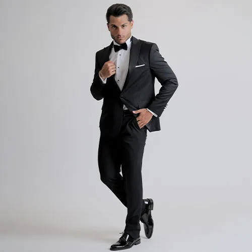 Black peak lapel tuxedo