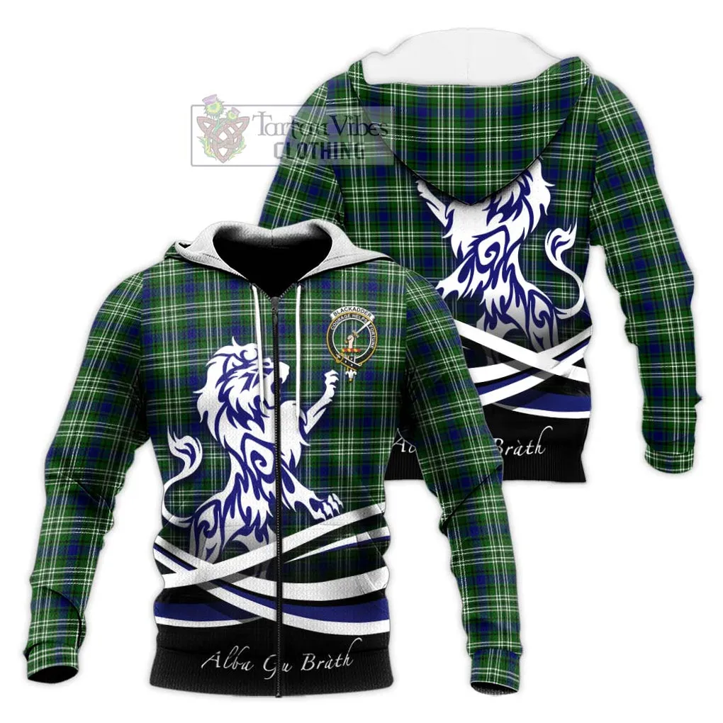 Blackadder Tartan Knitted Hoodie with Alba Gu Brath Regal Lion Emblem