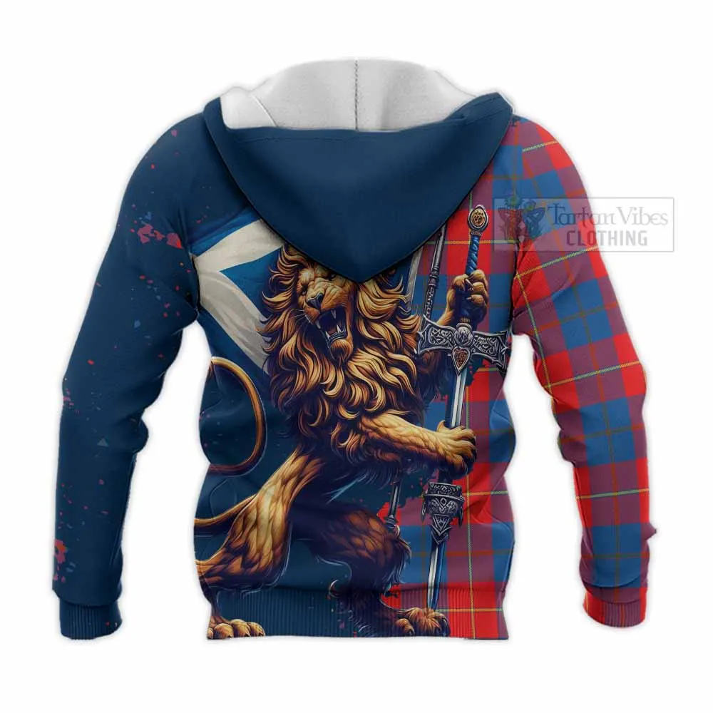 Blane Tartan Family Crest Knitted Hoodie with Scottish Majestic Lion