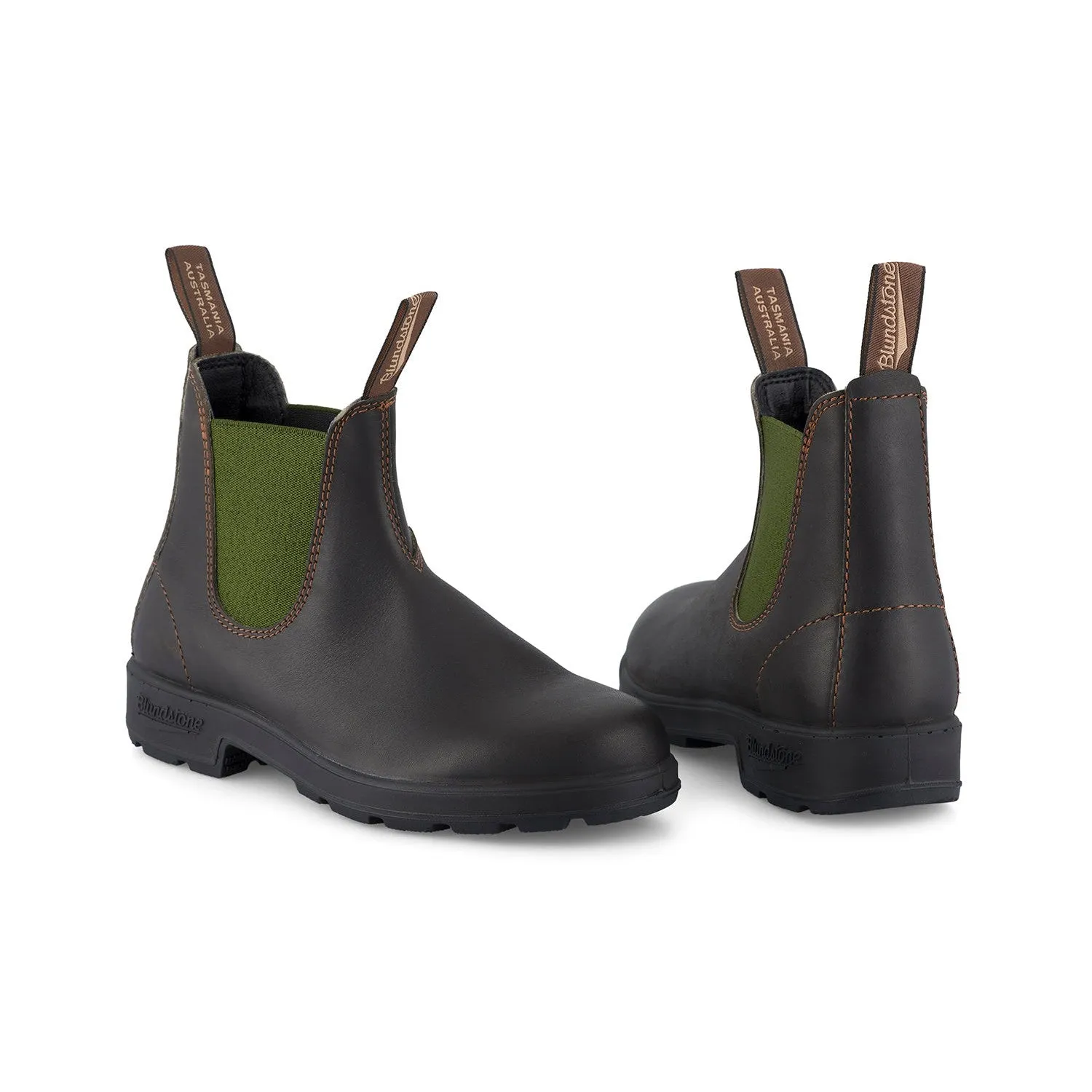 Blundstone #519 Originals Unisex Brown & Olive Leather Water Resistant Pull On Ankle Boots