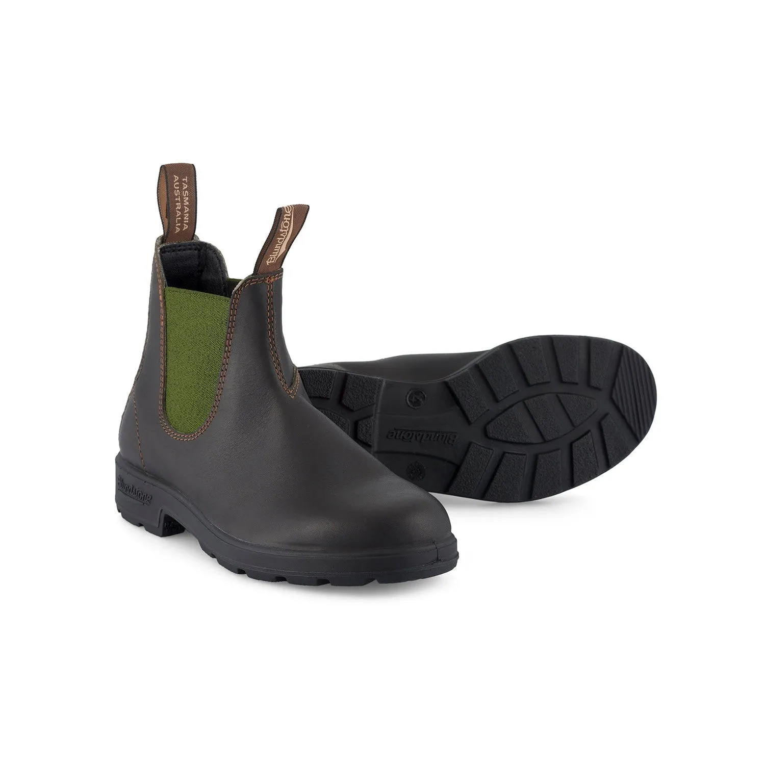 Blundstone #519 Originals Unisex Brown & Olive Leather Water Resistant Pull On Ankle Boots