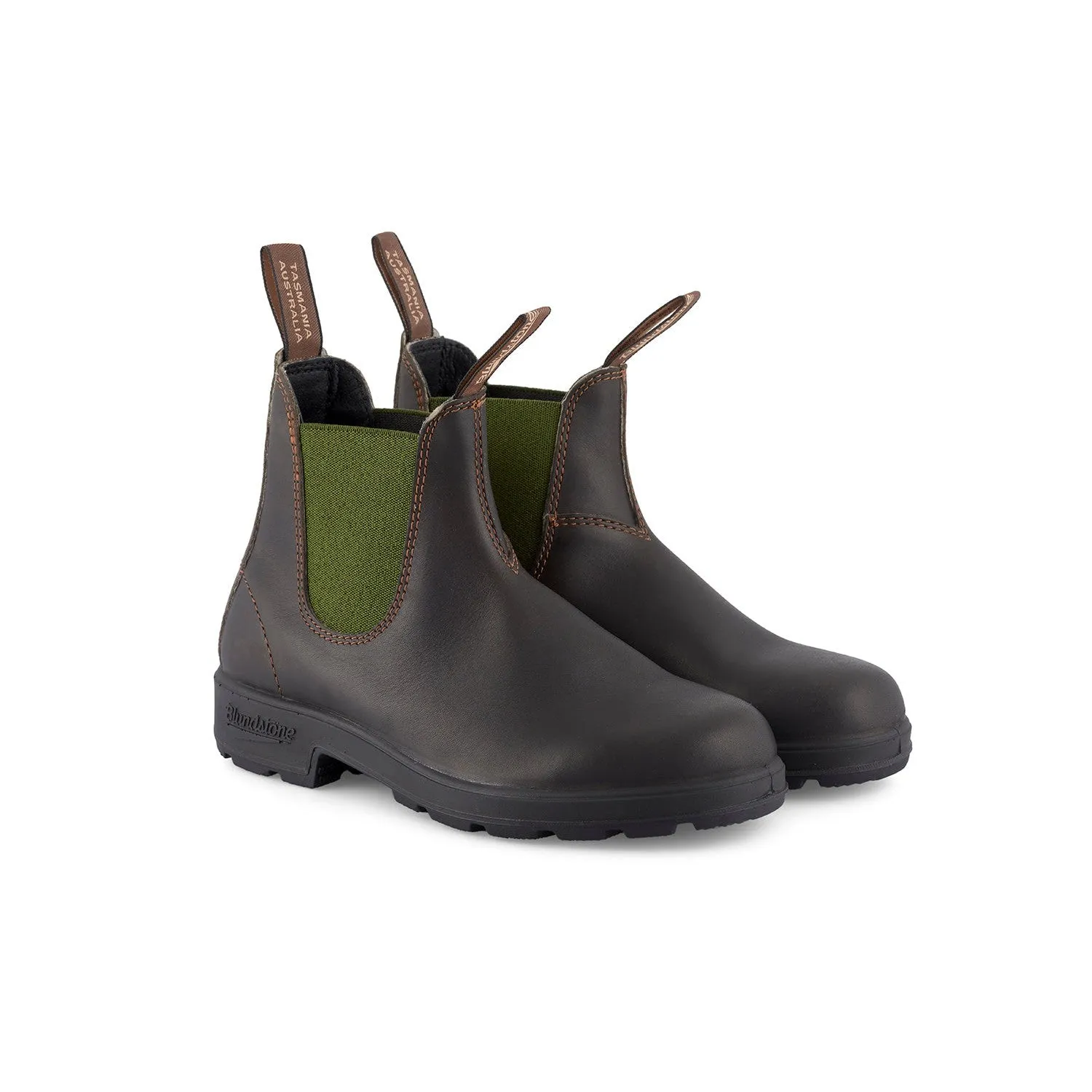 Blundstone #519 Originals Unisex Brown & Olive Leather Water Resistant Pull On Ankle Boots