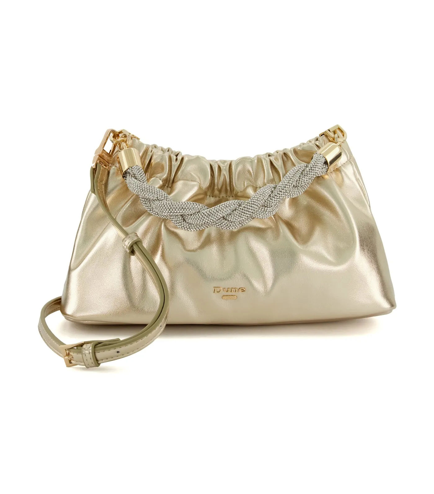 Bonanza Diamante Plait Handle Bag Rose Gold-Metallic