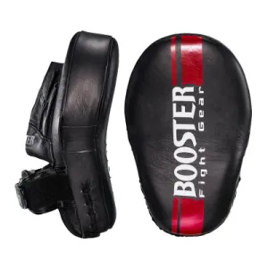 BOOSTER MUAY THAI BOXING MMA PAOS CURVED FOCUS MITTS PADS Leather Black Red