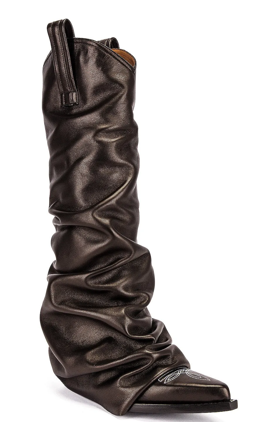 Boots R13 Mid Cowboy With Sleeve, Black Leather