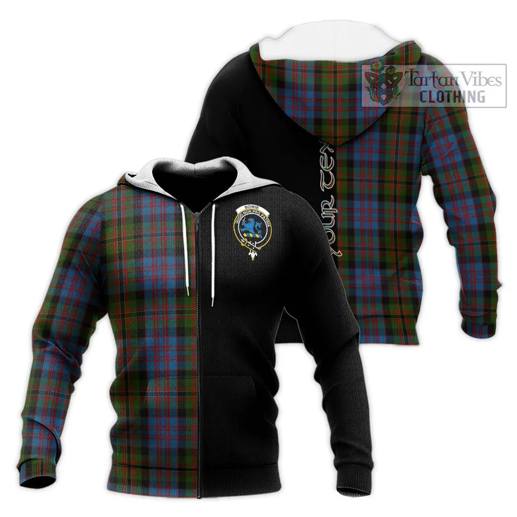 Bowie Tartan Knitted Hoodie with Family Crest and Half Of Me Style