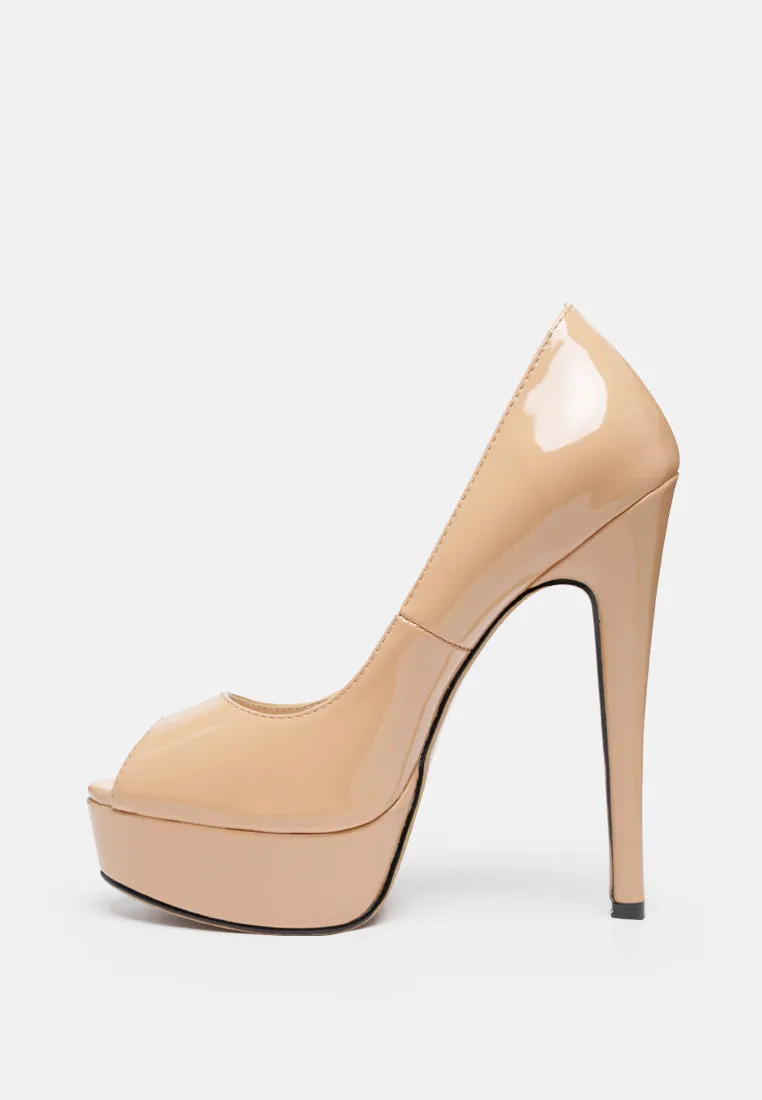 BRIELLE Peep Toe Stiletto Sandals In Latte