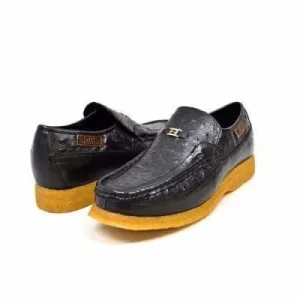 British Walkers Harlem Men's Black Leather Crepe Sole Slip On Shoes