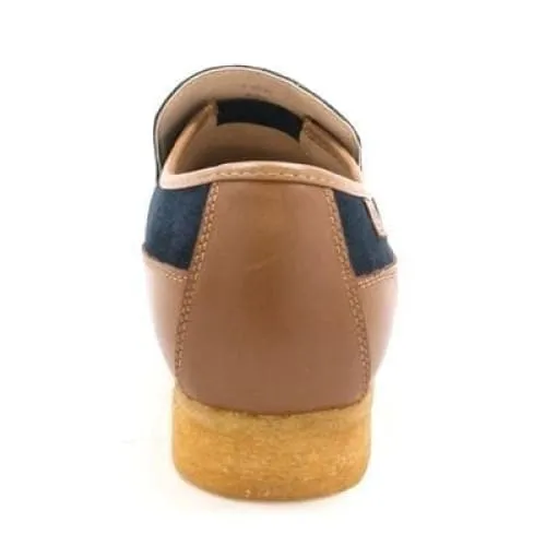 British Walkers King Men's Old School Navy and Tan Suede Slip On Shoes