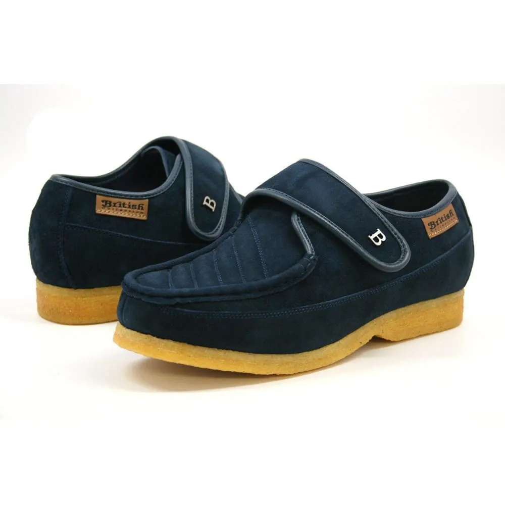 British Walkers Royal Men's Leather and Suede Crepe Sole Shoes with Velcro Strap