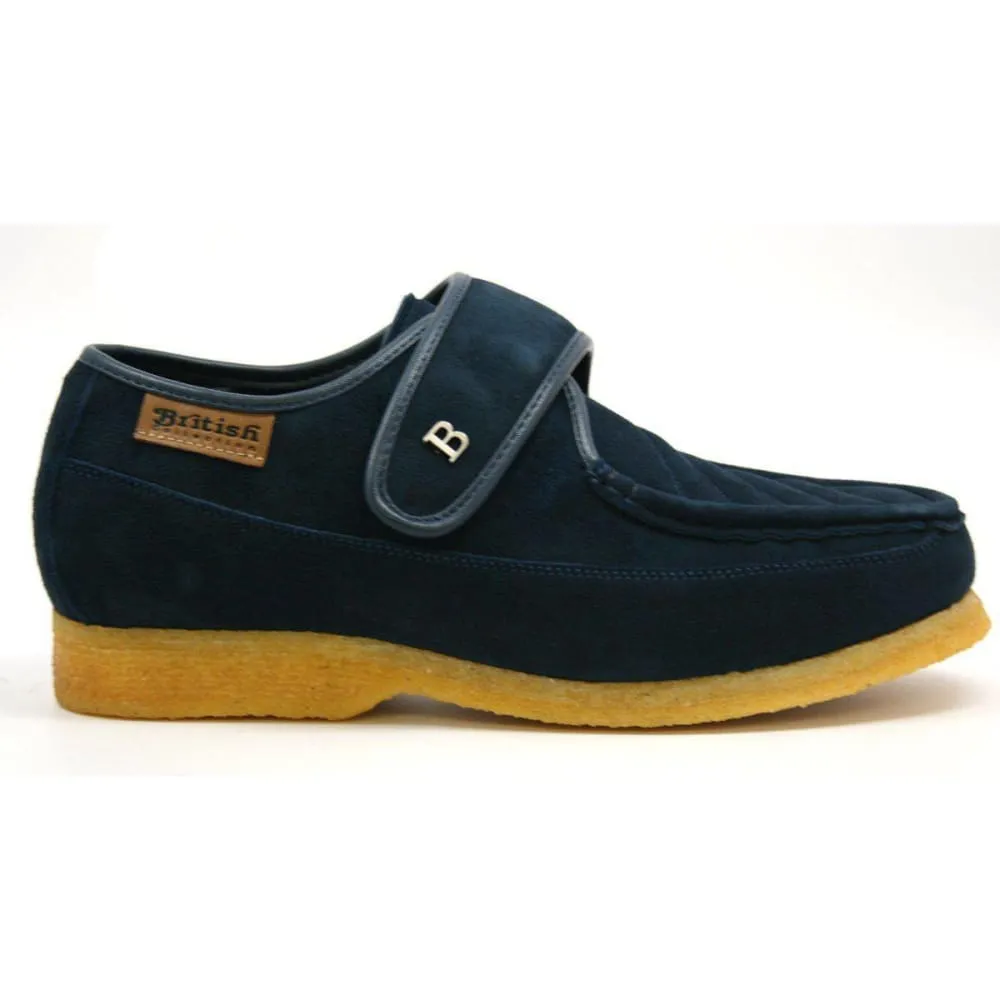 British Walkers Royal Men's Leather and Suede Crepe Sole Shoes with Velcro Strap