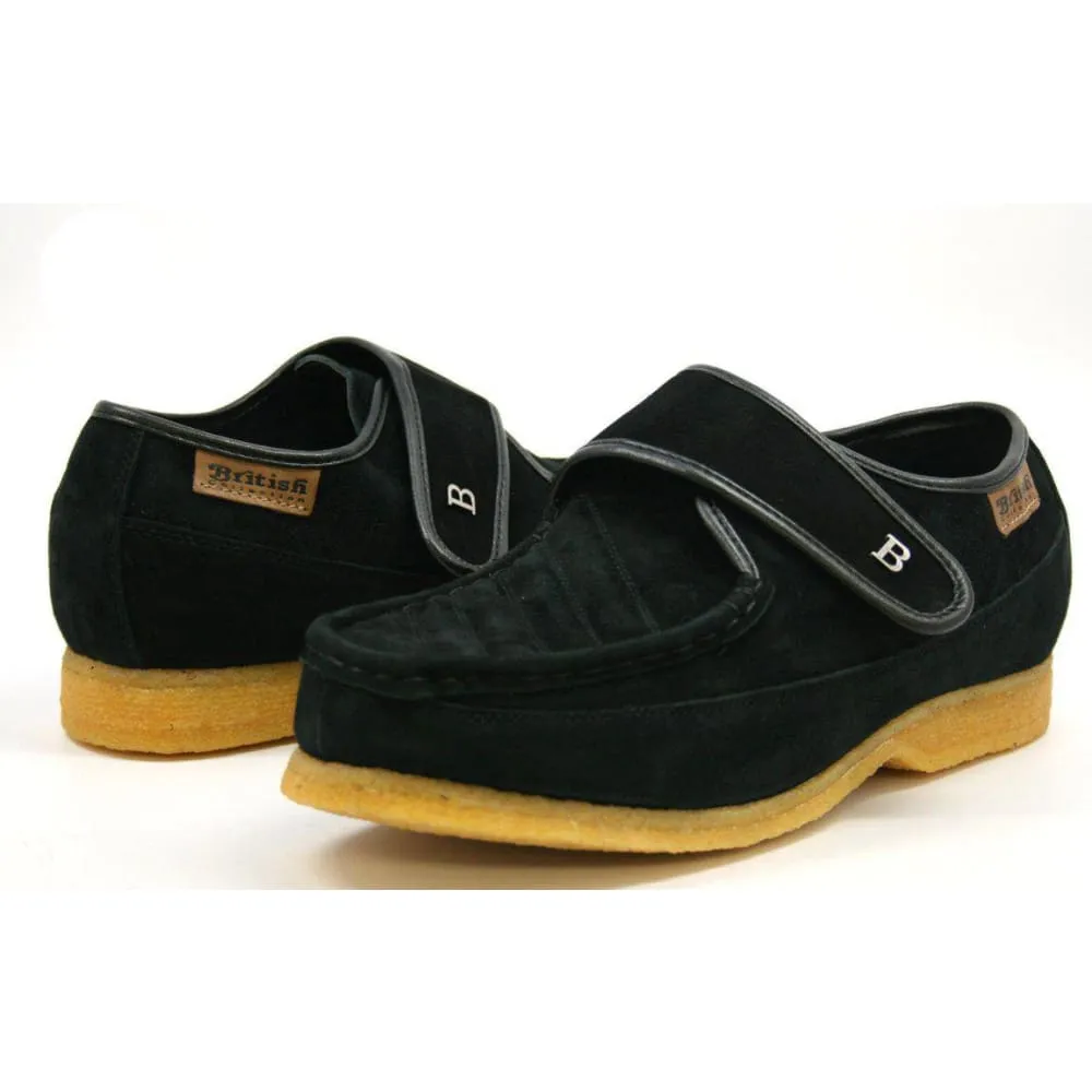 British Walkers Royal Men's Leather and Suede Crepe Sole Shoes with Velcro Strap