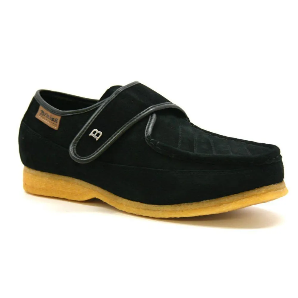 British Walkers Royal Men's Leather and Suede Crepe Sole Shoes with Velcro Strap