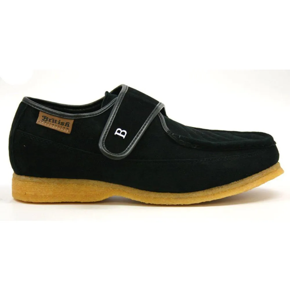 British Walkers Royal Men's Leather and Suede Crepe Sole Shoes with Velcro Strap