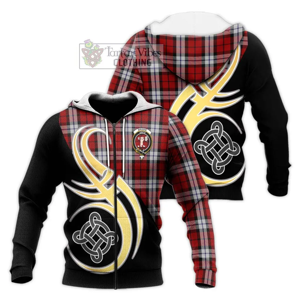 Brodie Dress Tartan Knitted Hoodie with Family Crest and Celtic Symbol Style