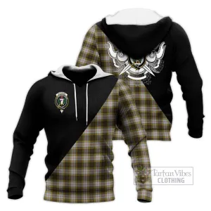 Buchanan Dress Tartan Knitted Hoodie with Family Crest and Military Logo Style