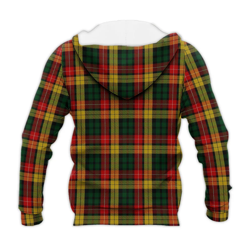 Buchanan Tartan Knitted Hoodie with Family Crest