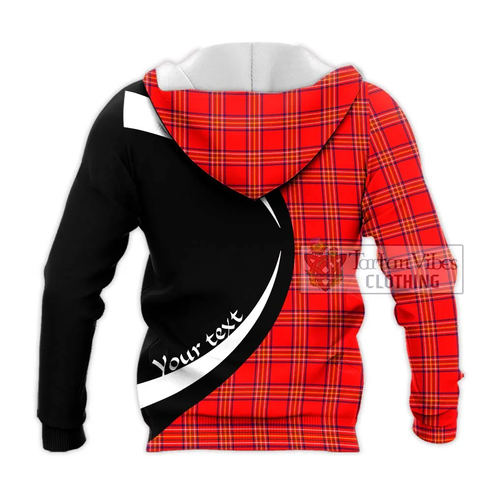 Burnett Modern Tartan Knitted Hoodie with Family Crest Circle Style