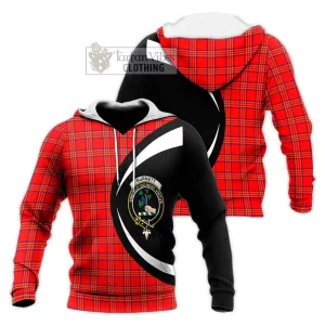 Burnett Modern Tartan Knitted Hoodie with Family Crest Circle Style